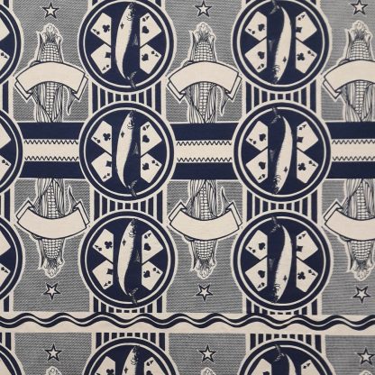 4 Aces navy on cotton linen