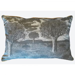 Kokerboom emperor cushion 90cm X 50cm charcoal on cotton linen