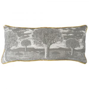 Kokerboom over-sized cushion 120cm X 45cm charcoal on cotton linen with piping