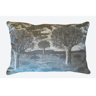 Kokerboom Emporer cushion: 90cm x 50cm - charcoal on cotton linen