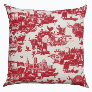 Toile du Jozi: 60cm x 60cm - deep red on cotton linen