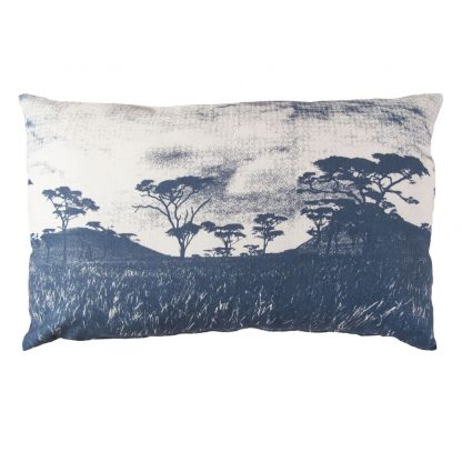Veld cushion: 45cm x 70cm - blue grey on natural