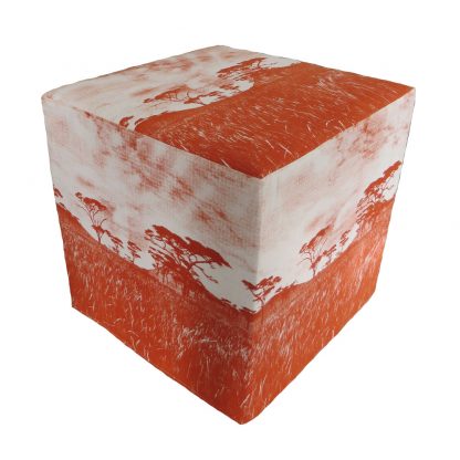 Veld cube ottoman burnt orange on natural